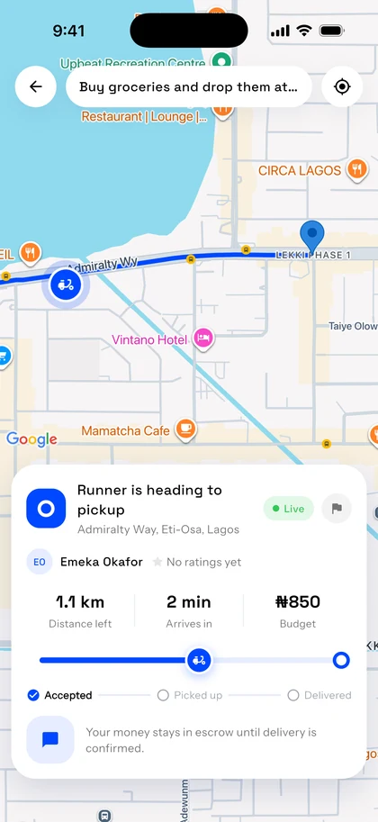 Live tracking of your runner on the map